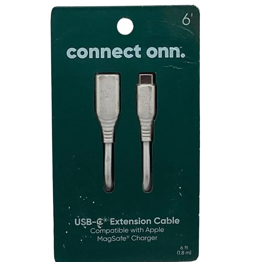 Onn: USB-C Extension Cable, Length: 6 ft, Compatible with USB-C devices
